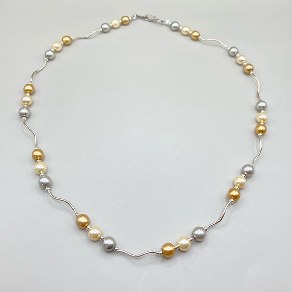 Vintage Silver Faux Pearl Necklace - Picture 1 of 6